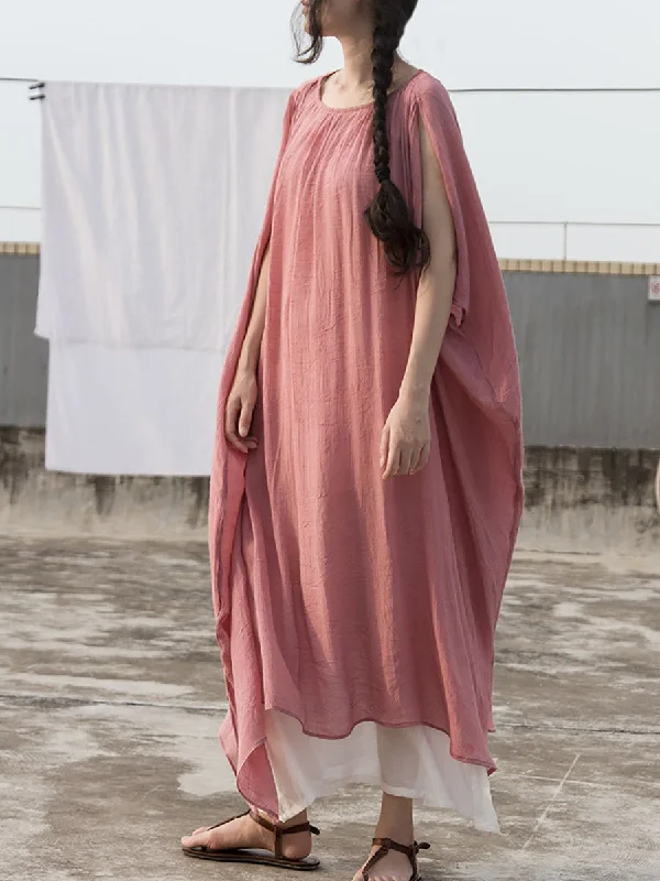 Best Bargains Women Summer Artsy Solid Loose Sleeveless Dress RR1002