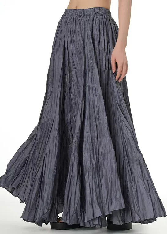 Price Cut New Grey Wrinkled Elastic Waist Cotton Skirts Summer RV012