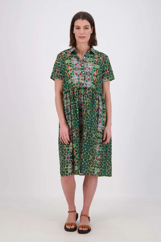 Today Only Kaleidoscope Villa Dress Long Green in Cotton Voile