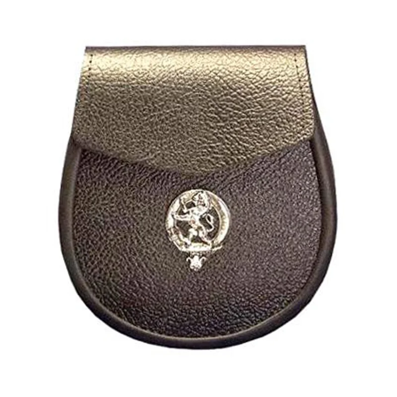 New Deals Black or Brown Grained Leather Sporran With Lion Rampant Badge