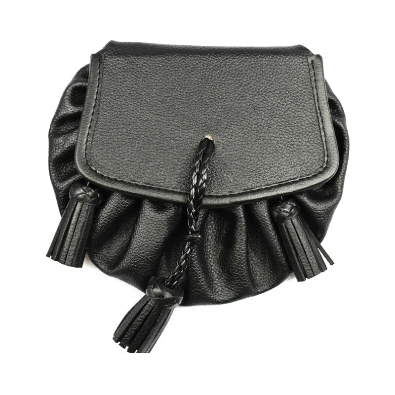 Price Rollback Black or Brown Plain Leather Sporran With 5 Tassels And Chain Belt
