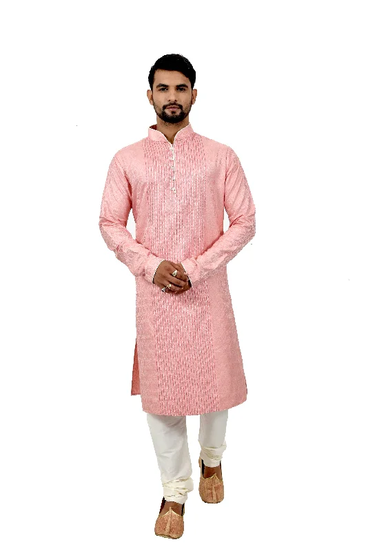 Savings Galore Indian Traditional Brocade Silk Cotton Candy Kurta Pajama for Men