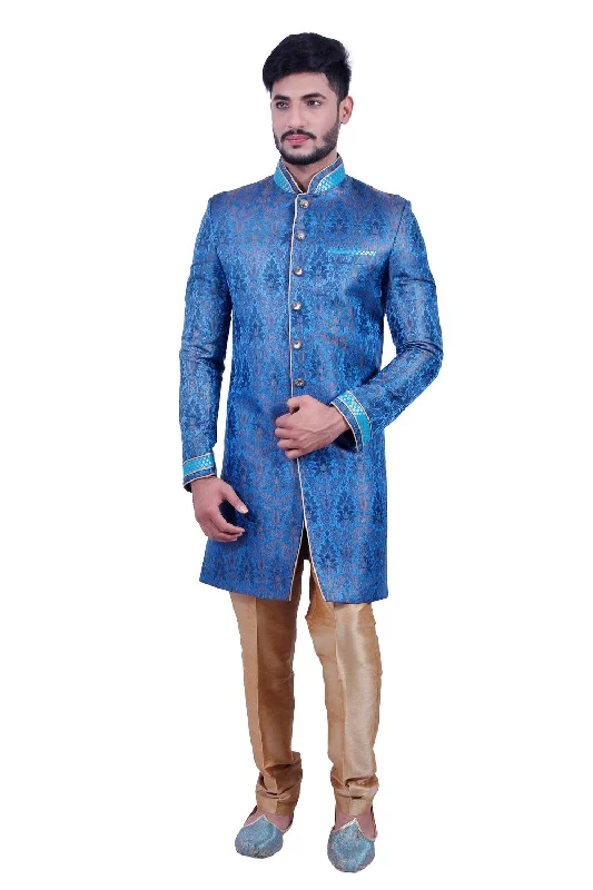 Lowest Price Electric Blue Indian Wedding Indo-Western Sherwani for Men