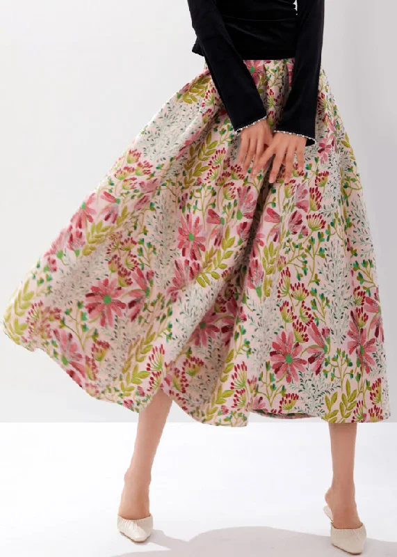 Exclusive Access Stylish Multi Embroidered Zippered High Waist Cotton Skirts Fall AM1025