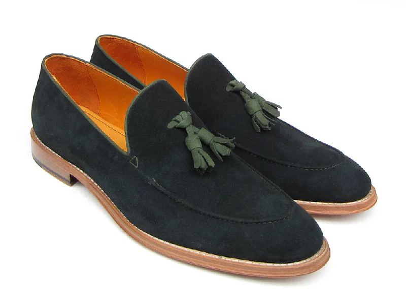 Can't Be Beat Paul Parkman Men's Tassel Loafer Green Suede Shoes (Id#087)
