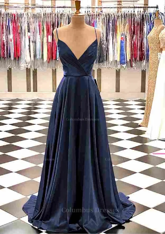 Exclusive Savings A-line V Neck Spaghetti Straps Sweep Train Charmeuse Prom Dress With Pleated Exclusive Savings A-line V Neck Spaghetti Straps Sweep Train Charmeuse Prom Dress With Pleated
