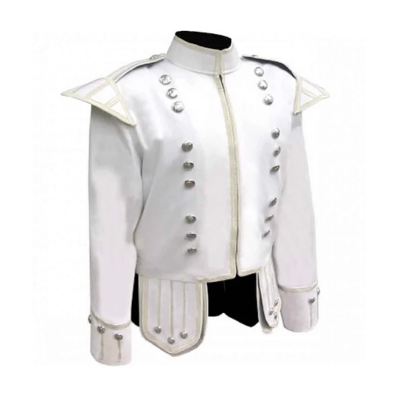 Limited Time Discount Summer Doublet White Cotton With Silver Braid And Trim
