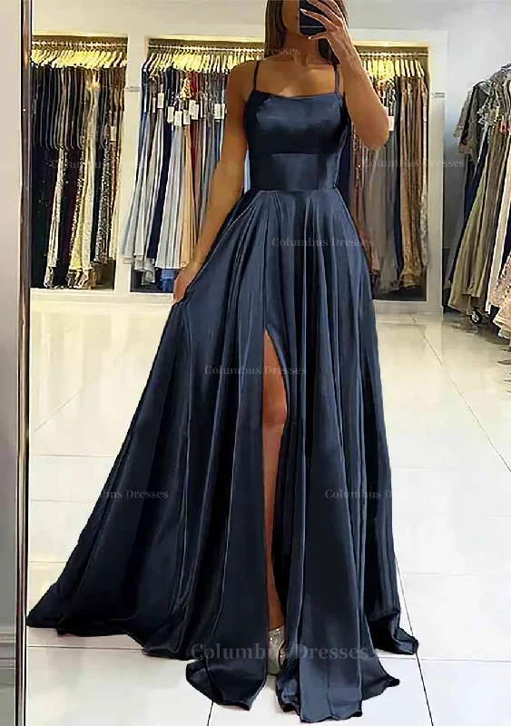 Grand Opening Sale A-line Square Neckline Sleeveless Satin Sweep Train Prom Dress With Pleated Grand Opening Sale A-line Square Neckline Sleeveless Satin Sweep Train Prom Dress With Pleated