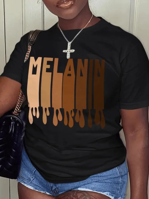 Customer Appreciation Sale Lemon Melanin Made Letter Print T-shirt AR500