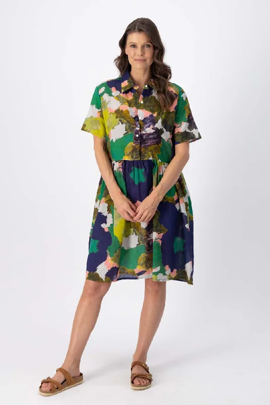 Savings Galore Fiorella Villa Dress Forest in Seersucker