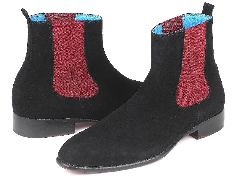 Price Drop Paul Parkman Black Suede Chelsea Boots (ID#SD841BLK)