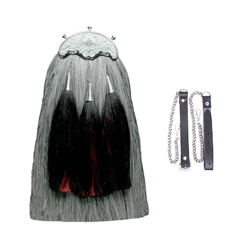 Midnight Madness Royal Scots Dragoon Guards Military Grey Horse Hair Sporran 3 tassels Midnight Madness Royal Scots Dragoon Guards Military Grey Horse Hair Sporran 3 tassels