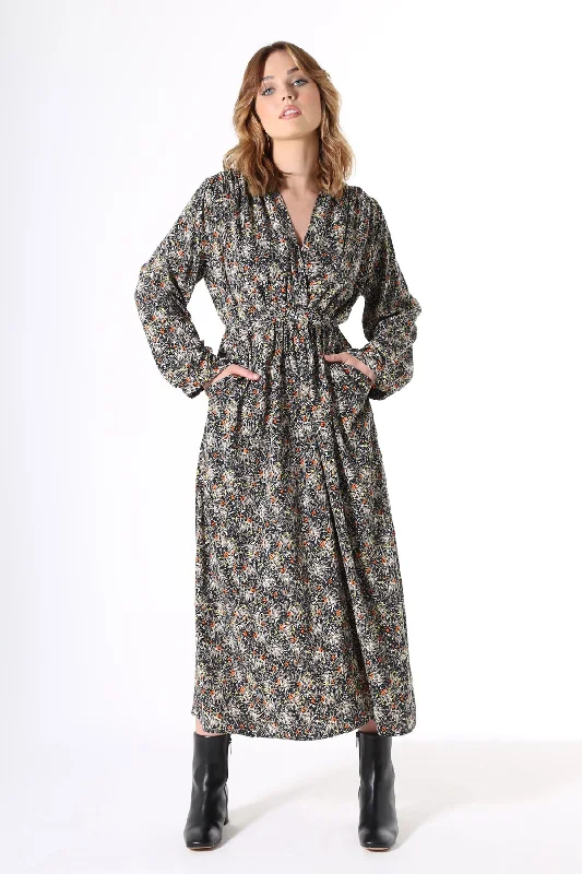 Online Exclusive Botanical Tie Dress in Viscose