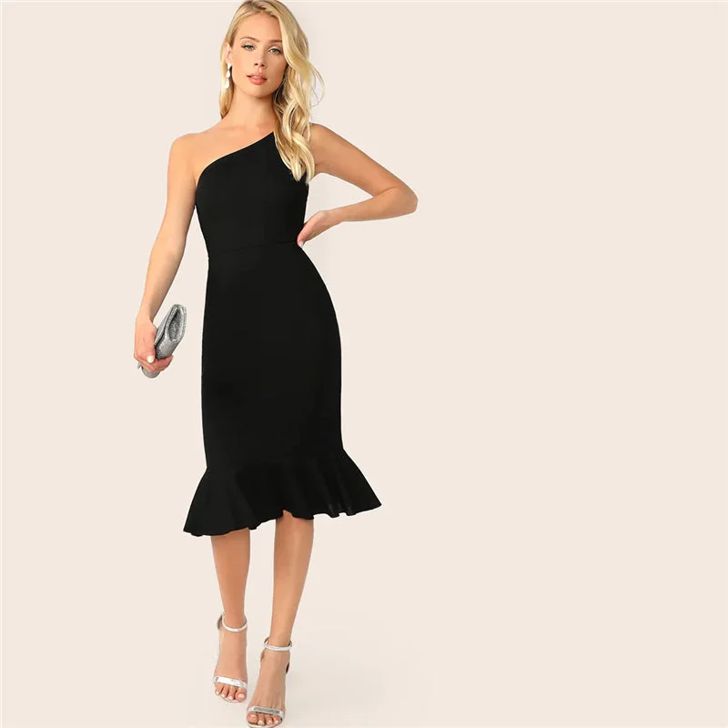 Discount Deals Women's Summer One-Shoulder Sheath Midi Dress