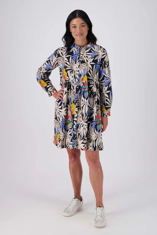 Clearance Sale Wildflowers Tunic Dress Black in Fine Cord