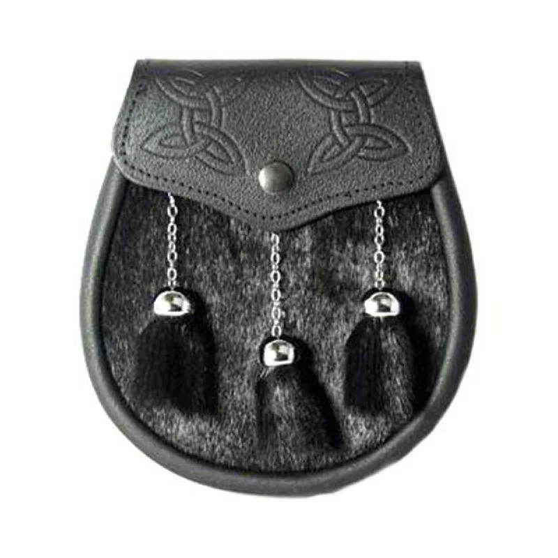 Act Now Semi Dress Buffalo Skin Sporran 3 Tassels With Chain Belt