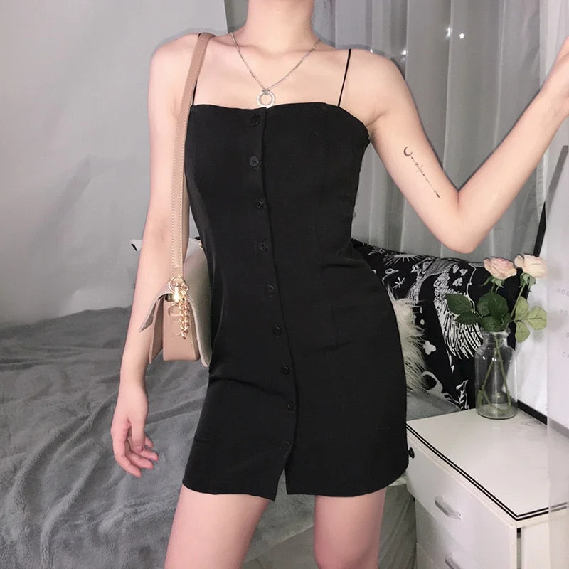 Best Seller Women's Casual Sleeveless Buttoned Skinny Dress