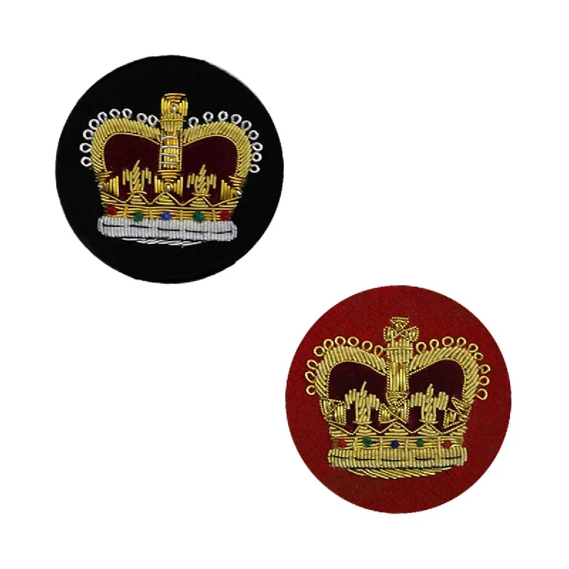 Hurry In Queen Crown Badge Silver or Gold Bullion Hand Embroidered
