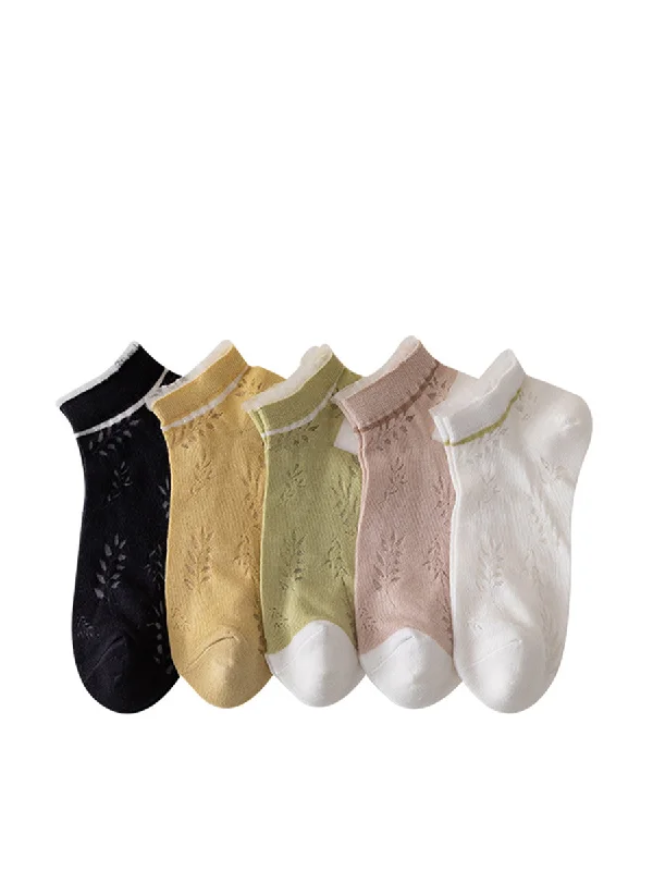 Savings Galore 5 Pairs Women Artsy Summer Thin Cutout Socks II1032