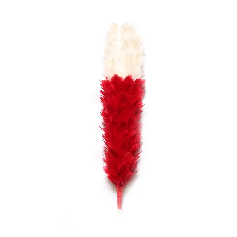 Hot Deal Feather Bonnet Hackle White Red 12 Inches