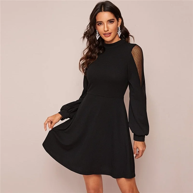 Price Buster Women's Summer A-Line Mesh O-Neck Short Dress