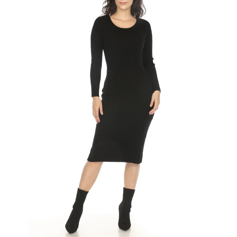 The Best Prices White Mark Womens Long Sleeve Rib Midi Sweater Dress