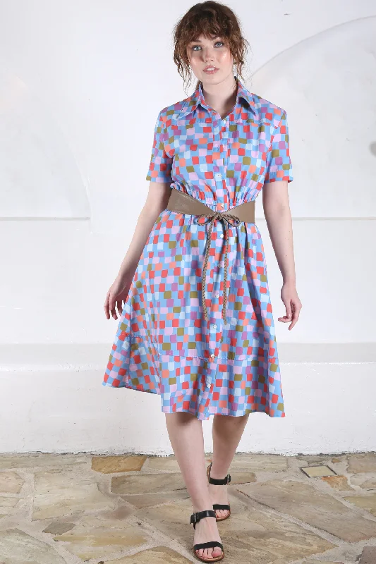 Factory Direct Sale Pompidou Fitted Dress Pool Blue in Cotton