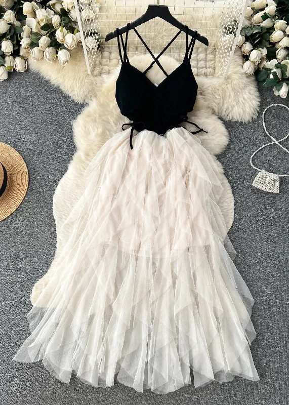 Incredible Offers Sexy Apricot Cinched Patchwork Tulle Spaghetti Strap Dress Sleeveless TR044 Incredible Offers Sexy Apricot Cinched Patchwork Tulle Spaghetti Strap Dress Sleeveless TR044