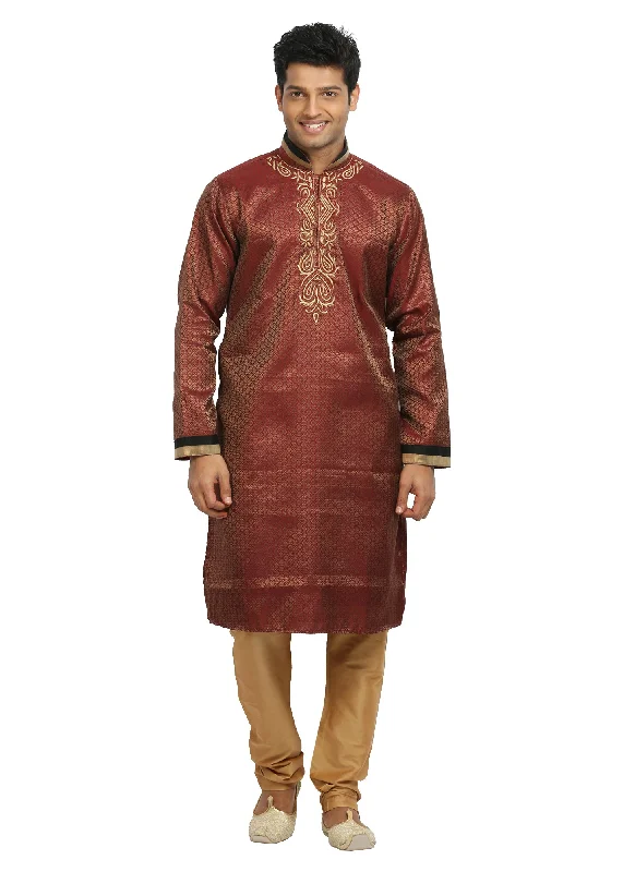 Stock Clearance Rust Indian Wedding Kurta Pajama Sherwani for Men