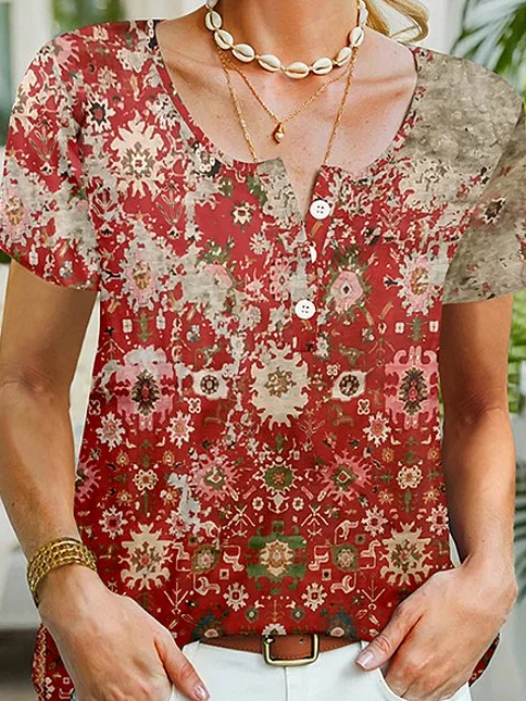 Bonus Savings women's ethnic retro Vintage Cotton T-Shirt cc9