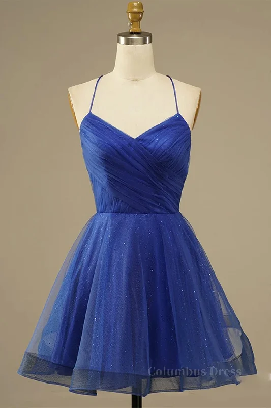 Clearance Sale A Line V Neck Backless Blue Tulle Corset Prom Dress, Backless Blue Corset Homecoming Dress, Short Blue Corset Formal Evening Dress outfit Clearance Sale A Line V Neck Backless Blue Tulle Corset Prom Dress, Backless Blue Corset Homecoming Dress, Short Blue Corset Formal Evening Dress outfit