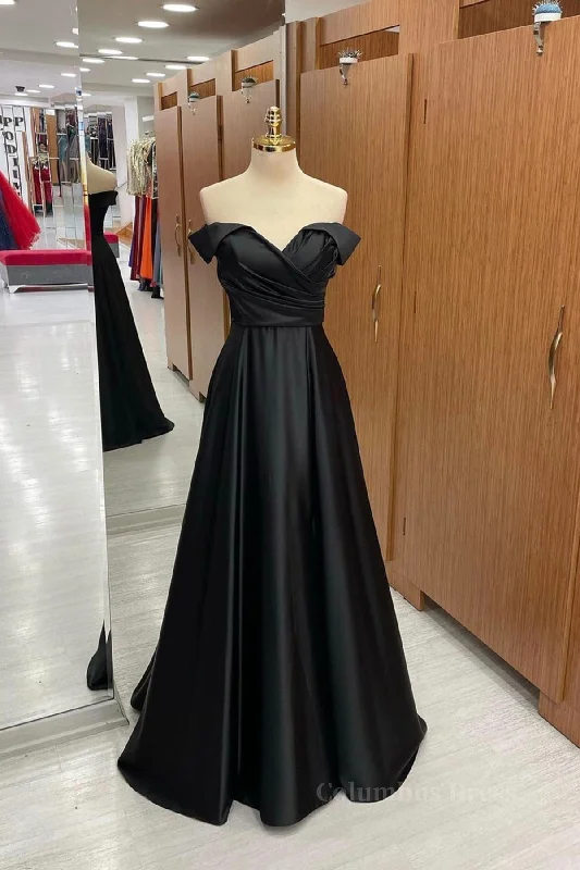 Midnight Madness Off Shoulder Black Satin Long Corset Prom Dress, Long Black Corset Formal Graduation Evening Dress outfit Midnight Madness Off Shoulder Black Satin Long Corset Prom Dress, Long Black Corset Formal Graduation Evening Dress outfit