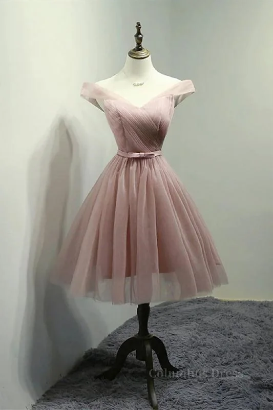 Year-End Sale Off Shoulder Dusty Pink Tulle Short Corset Prom Corset Homecoming Dress, Short Pink Corset Formal Graduation Evening Dress outfit Year-End Sale Off Shoulder Dusty Pink Tulle Short Corset Prom Corset Homecoming Dress, Short Pink Corset Formal Graduation Evening Dress outfit