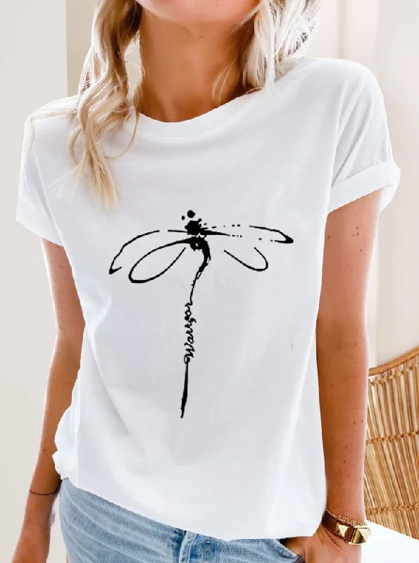 Price Cut Shift Short Sleeve Crew Neck Cotton T-shirt  QH81