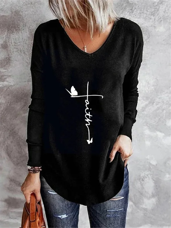 Must-Have Deals Women's Letter Casual Long Sleeve T-shirt ap25