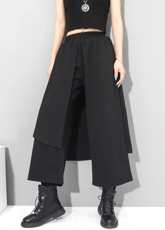 Time-Limited Offer Chice Black Fake Two Pieces Pants Skirt Asymmetrical Patchwork Spring RZ001 Time-Limited Offer Chice Black Fake Two Pieces Pants Skirt Asymmetrical Patchwork Spring RZ001