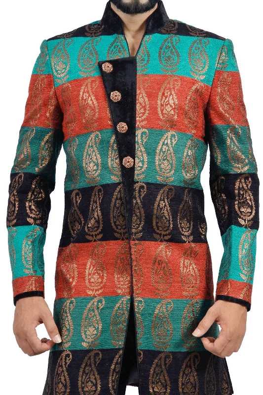 TIME-Limited Offer Multicoloured Designer Short Indian Wedding Indo-Western Sherwani for Men