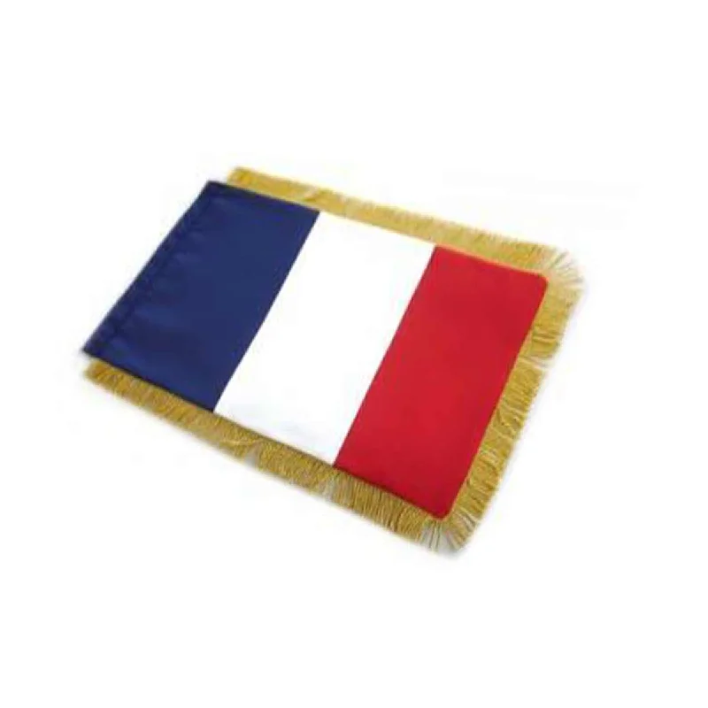 Stock Clearance France Table Size Double Sided Hand Embroidered Flag