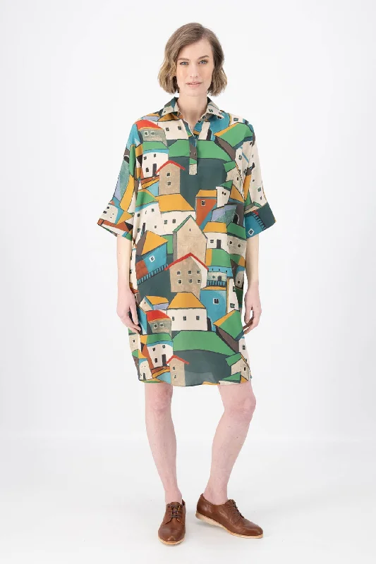 Act Now Pueblito Estilo Shift Dress Green