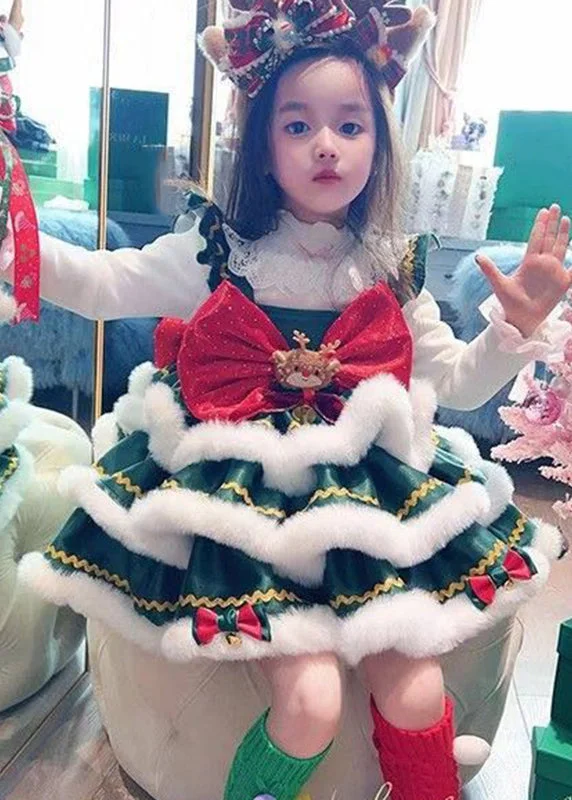 Discount Deals Cute Colorblock Turtleneck Christmas Day Kids Mid Dress Winter RP042
