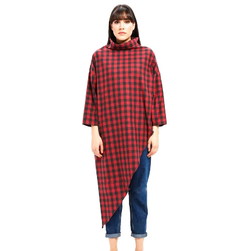 New Markdowns Acrylic Wool Tartan Point Collar Kuaybe Gider Tunic