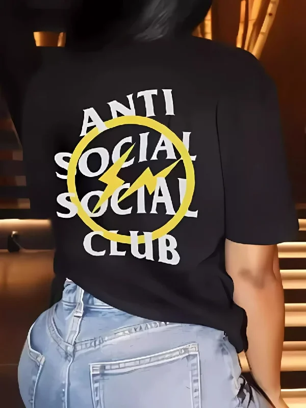 Super Bargain Anti Social Social Club Letter Print T-shirt AR5013