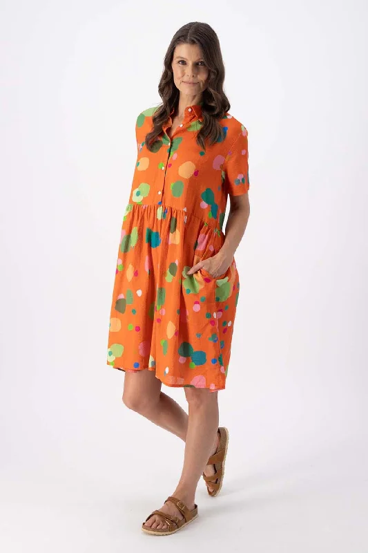 Savings Spectacular Astra Villa Dress Orange in Seersucker