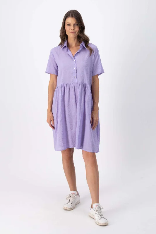 Bonus Savings Barcelone Villa Dress Lilac in Seersucker