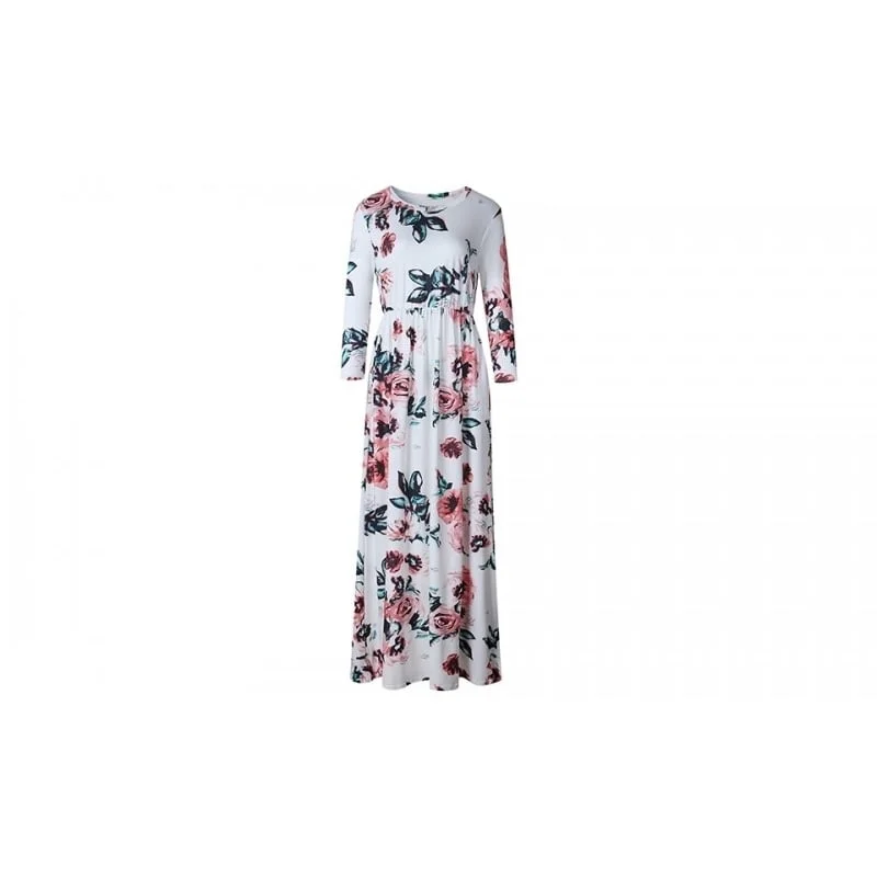 Sneak Peek Sale EI Contente Avellina Floral Maxi Dress - White L (FS-XL)