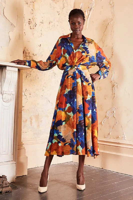Special Price Fiorella Parisian Midi Wrap Dress Earth in Viscose