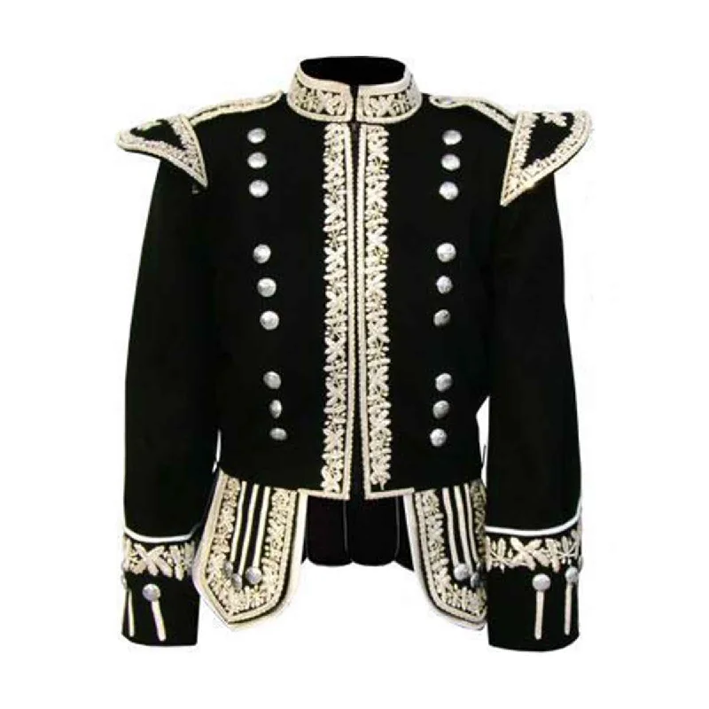 YEAR-End Clearance Machine Embroidered Piper or Drummer Doublet Silver Bullion