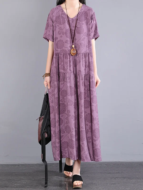 Members Only Plus Size Women Summer Artsy Flower Spliced Dress KL1024