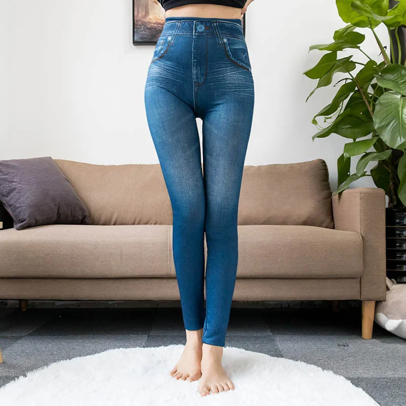 Shop and Save Faux Denim Jeans Leggings Pants