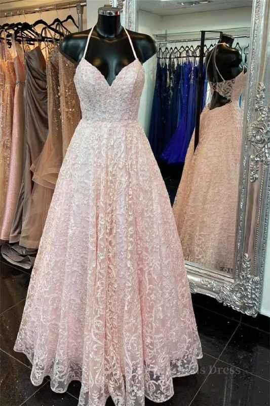 Deal Zone A Line V Neck Open Back Pink Lace Long Corset Prom Dress, Pink Lace Corset Formal Graduation Evening Dress outfit Deal Zone A Line V Neck Open Back Pink Lace Long Corset Prom Dress, Pink Lace Corset Formal Graduation Evening Dress outfit